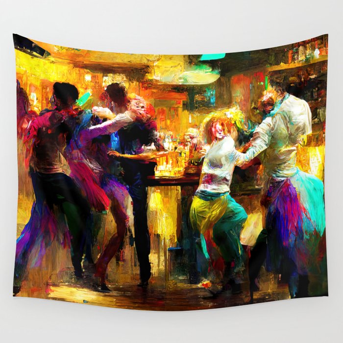 Dancing in a bar Wall Tapestry