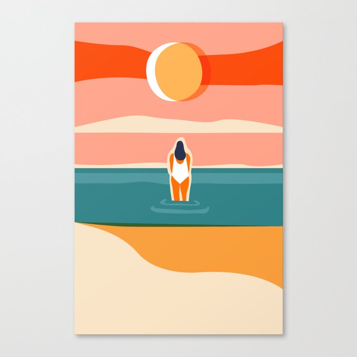 Colorful summer beach sunset vacation landscape print Canvas Print
