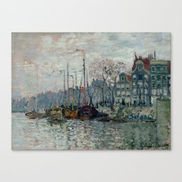 Claude Monet "View of the Prins Hendrikkade and the Kromme Waal in Amsterdam" Canvas Print | Monet, Impressionism, Amsterdam, Impressionist, Landscape, Boats, Krommewall, Hendrikkade, Painting 
