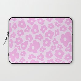 Pink Retro Swirl Flower Pattern Laptop Sleeve