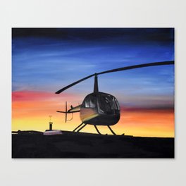 R44 Helicopter Sunrise Canvas Print