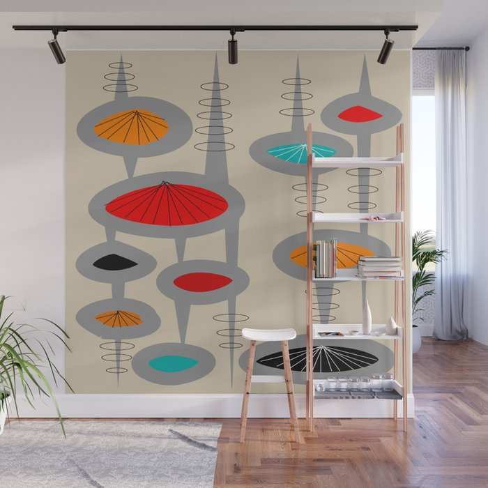 Mid Century Atomic Space Age Wall Mural By Kippygirl Society6 Mid Century Atomic Space Age Wall Mural