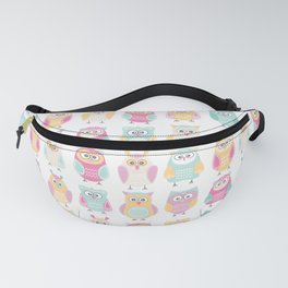 Pastel Owls in a Row - Owls Pattern - for owl Fanny Pack