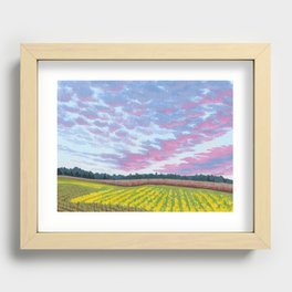 Pink and Blue Sunset Over a Farm Recessed Framed Print