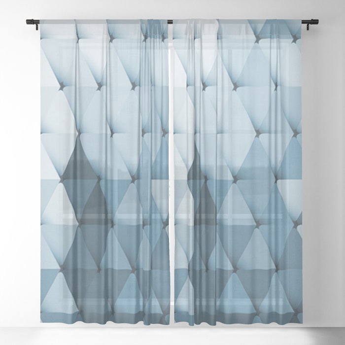 Triangles Ocean Turquoise Sheer Curtain