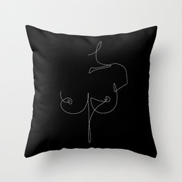 Boob Line Night / black background female breast contour Throw Pillow