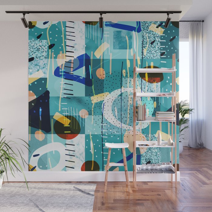 Abstract Colorful Geometric Shapes Collage Wall Mural By Artonwear
