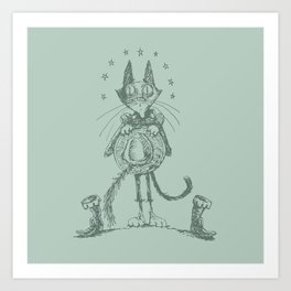 PUSS WITHOUT BOOTS Art Print | Art, Tattoo, Christmas, Halloween, Isolated, Animal, Story, White, Barefoot, Sign 