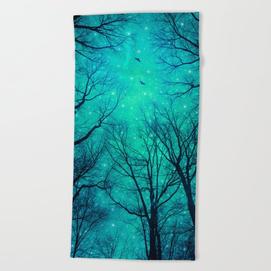 A Certain Darkness Is Needed II (Night Trees Silhouette) Beach Towel