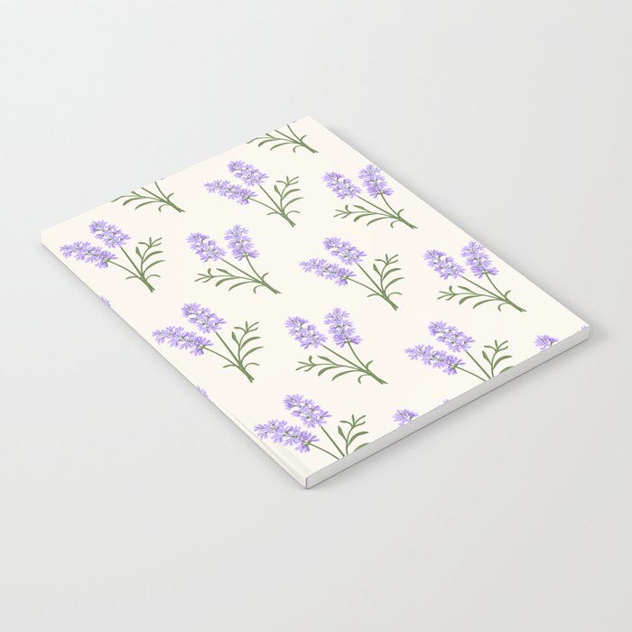 Hand drawn vector seamless pattern of  violet lavender flowers Notebook