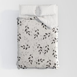 Illustration of sprigs arranged irregularly in shades of black and gray. Stylish repeating graphic. Duvet Cover