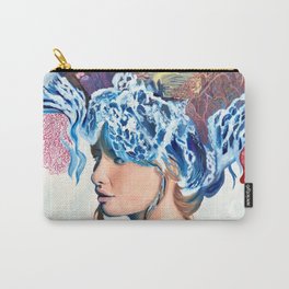 Queen of the sea Carry-All Pouch | Portraitart, Portrait, Femaleportrait, Clownfish, Reef, Female, Sea, Painting, Coralreef, Seacreature 