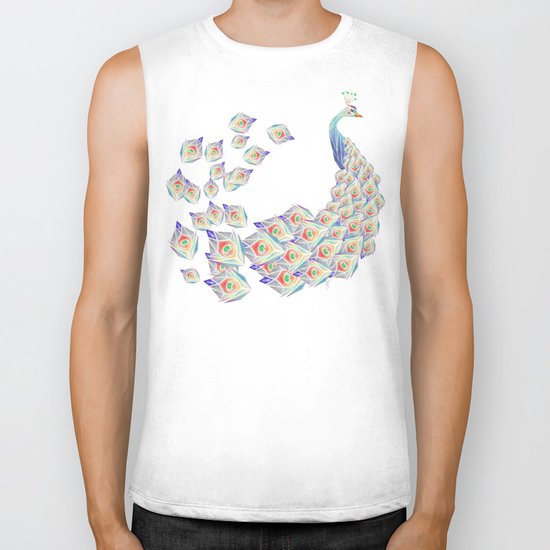 white peacock Biker Tank