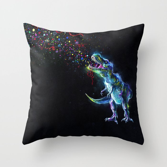Crystal T-Rex in Space Throw Pillow