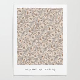 Party Critters in Cream ( leafy sea dragon in cream and coral ) Poster