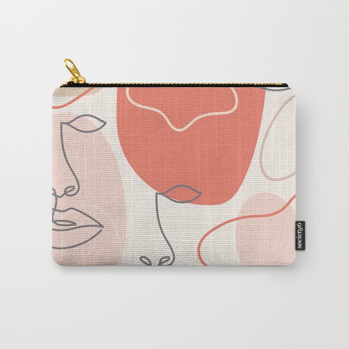 Woman Face Line Art Modern Blush Pink Pattern Carry-All Pouch