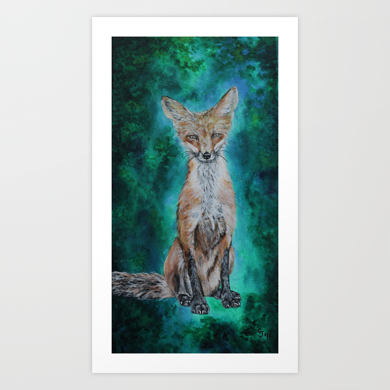 The Local Original Acrylic Fox Wildlife Painting Art Print By Celestesart Society6