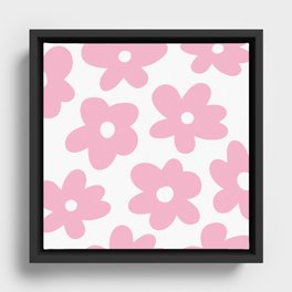 Groovy Pink Flowers Framed Canvas