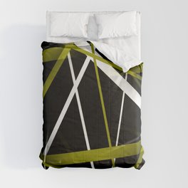 Seamless Olive Green and White Stripes on A Black Background Comforter