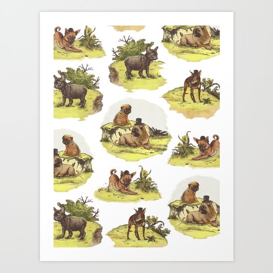Vintage Dogs Art Print