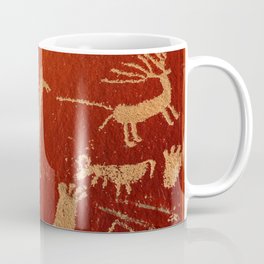 Red Infographics of Petroglyphs on newspaper rock at Canyonlands national park, Utah, USA  Coffee Mug