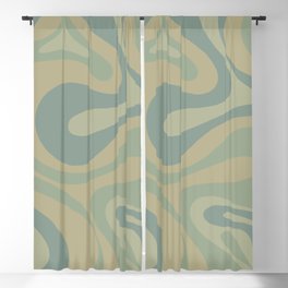 Mod Swirl Retro Abstract Pattern in Muted Celadon Blackout Curtain