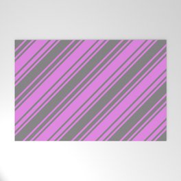 [ Thumbnail: Grey & Violet Colored Striped Pattern Welcome Mat ]