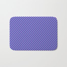 [ Thumbnail: Indigo, Slate Blue, and Sky Blue Colored Lines/Stripes Pattern Bath Mat ]