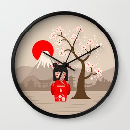 Kokeshi - Japanese Doll  Wall Clock