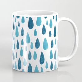 Blue Raindrops Coffee Mug | Tears, Falling, Handpainted, Pattern, Teardrops, Water, Rain, Darkblue, Blue, Painting 