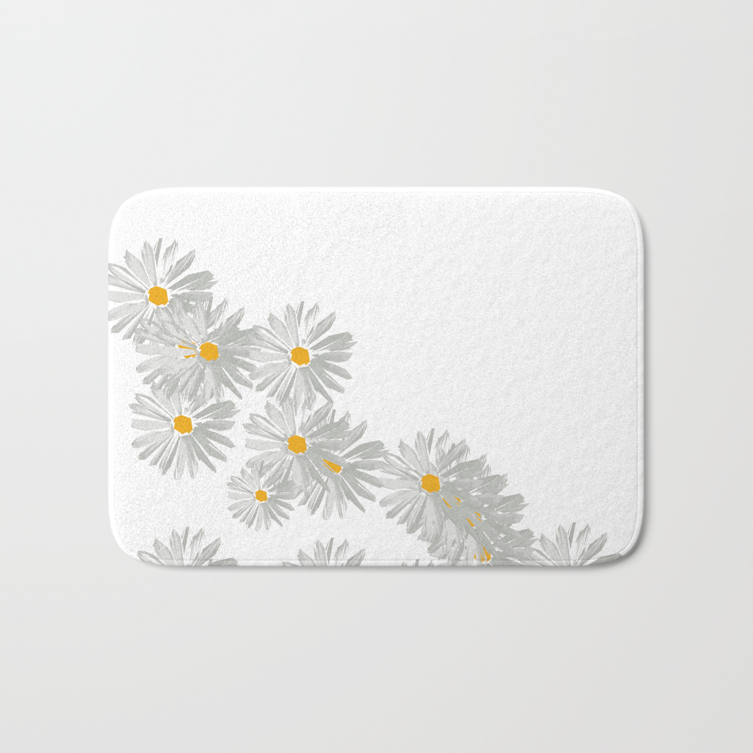 Flower White Minimal Margarita Daisy Bath Mat By Carolsalazar Flower White Minimal Margarita Daisy