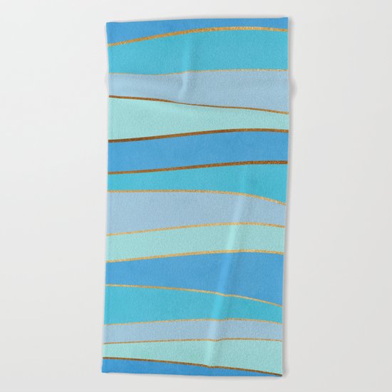 Waves Pattern - Golden Glitter Beach Towel