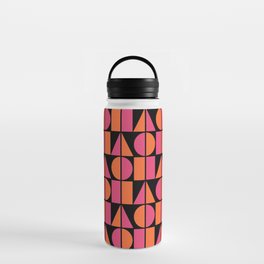 Symmetry Geometric Composition 722 Black Pink and Orange Water Bottle
