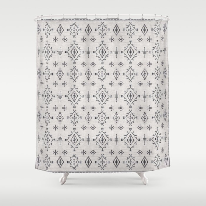 Rustic Charm: Heritage Moroccan Geometric Oasis Shower Curtain