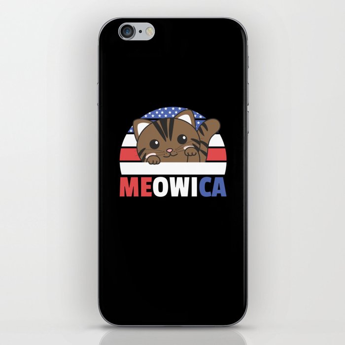 Cat For The Fourth Of July Usa Flag Meowica iPhone Skin