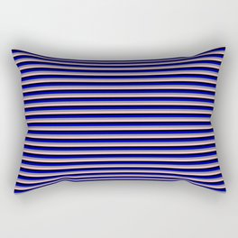 [ Thumbnail: Blue, Light Slate Gray, Light Pink, and Black Colored Lines/Stripes Pattern Rectangular Pillow ]
