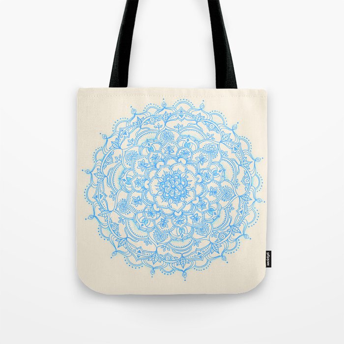 Pale Blue Pencil Pattern - hand drawn lace mandala Tote Bag