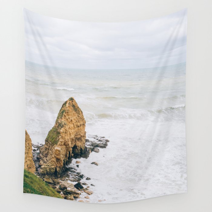 Pointe du Hoc - Cliff at Normandy Coast - France Travel Photography Wall Tapestry