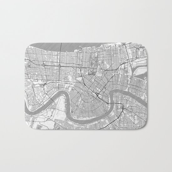 New Orleans Map Line Bath Mat