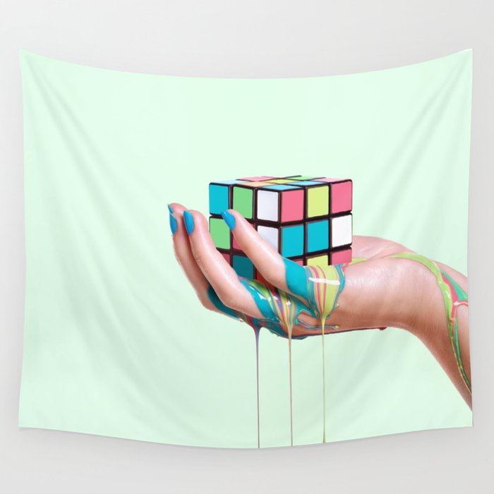MELTING RUBIKS CUBE Wall Tapestry