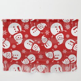 Christmas Pattern Red White Snowman Snowflake Wall Hanging