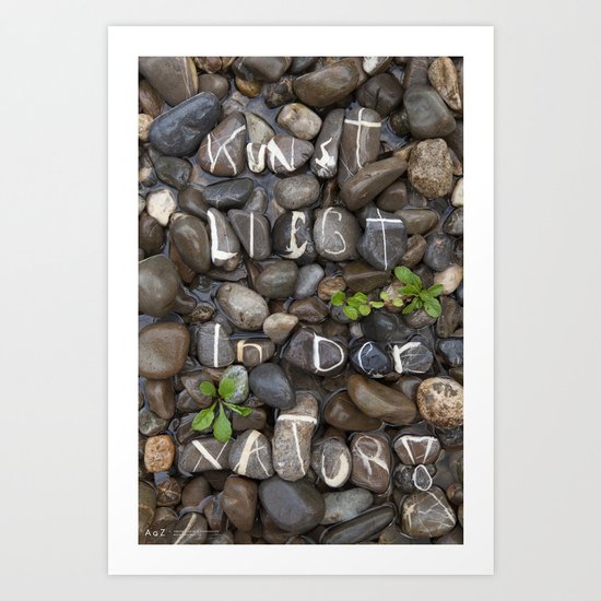 Echte Stein Schrift auf Bachbett Art Print