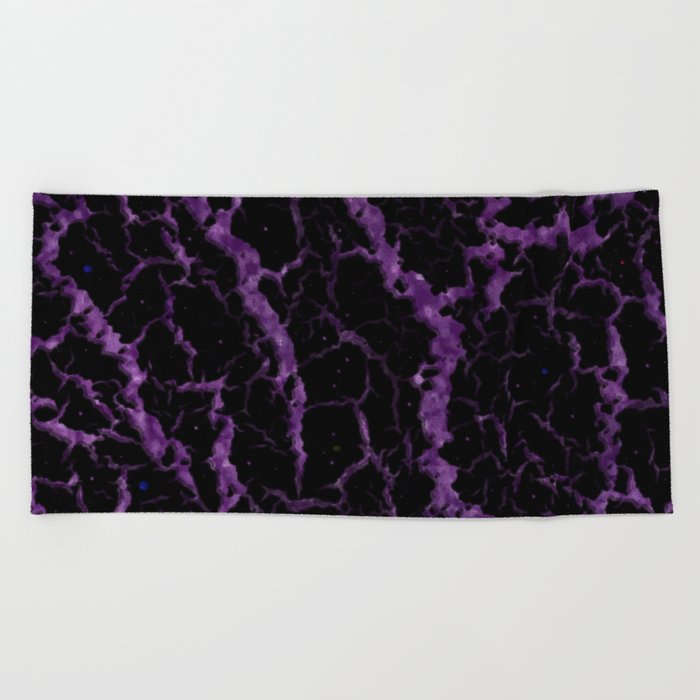 Cracked Space Lava - Glitter Purple Beach Towel