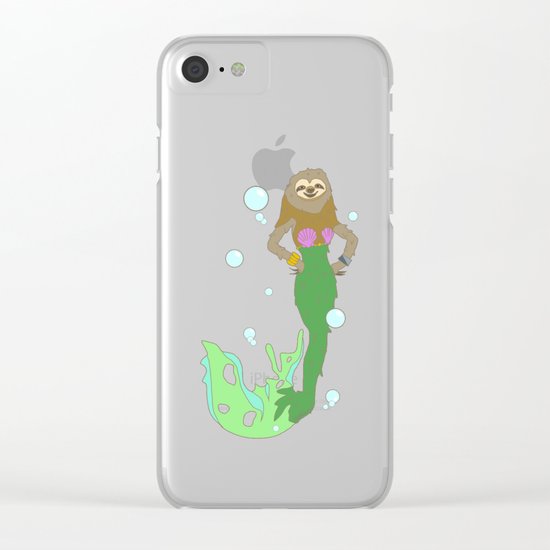 Sloth Mermaid Clear iPhone Case