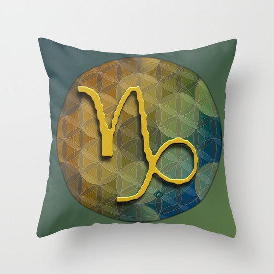 Flower of Life CAPRICORN Astrology Design Throw Pillow