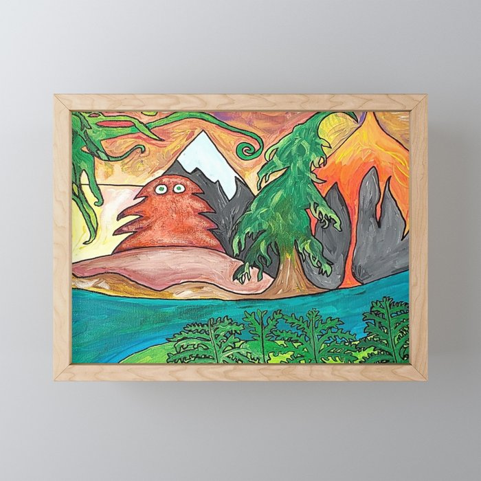 Moss Woman Enters the Volcano Woods Framed Mini Art Print
