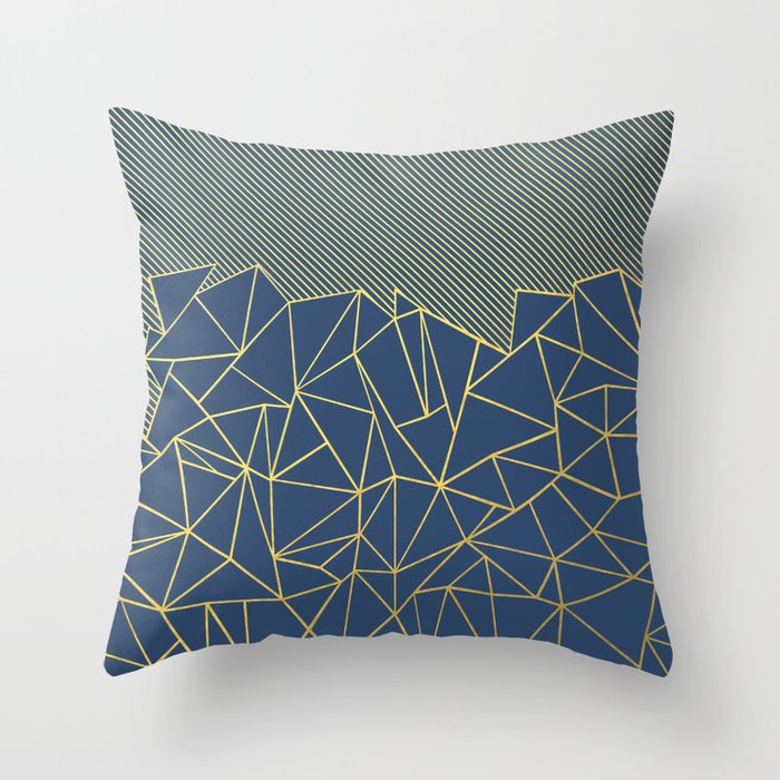 Ab Lines 45 Navy and Gold Throw Pillow