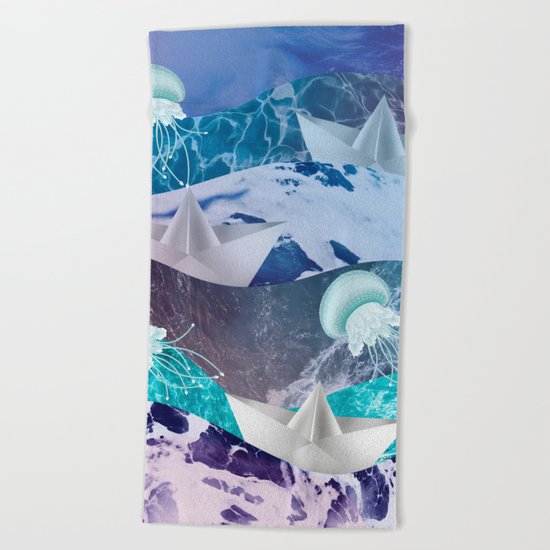 Stormy sea Beach Towel