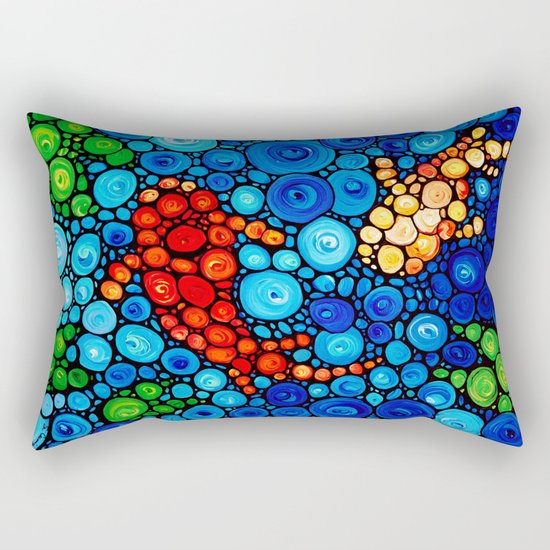 Pure Koi Joi - Mosaic Fish Art Painting by Sharon Cummings Rectangular Pillow