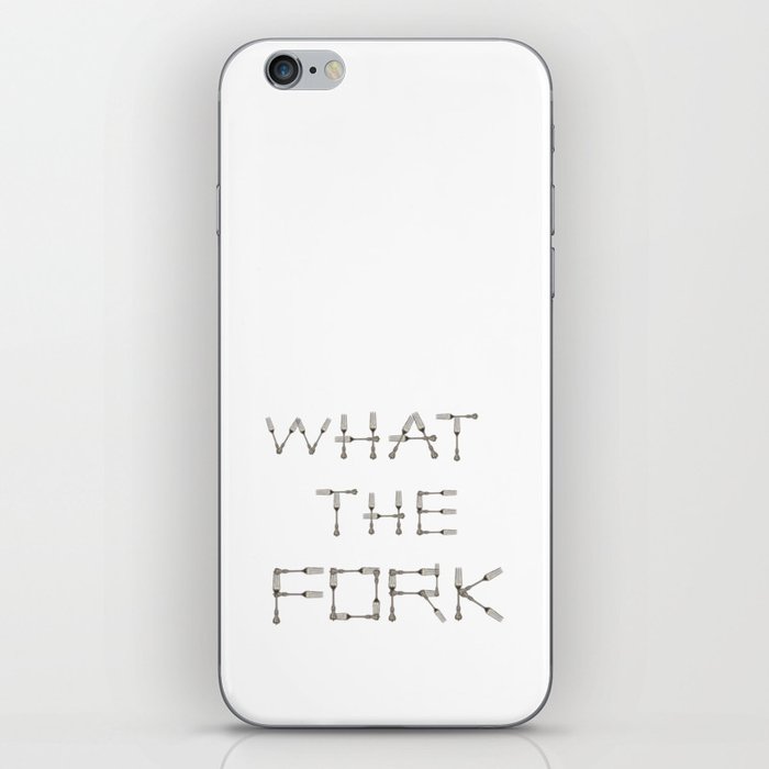WHAT THE FORK design using fork images to create letters  iPhone Skin